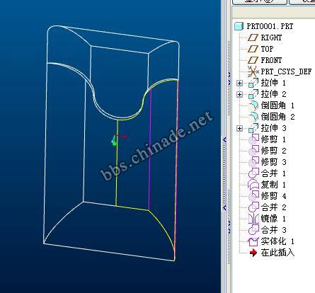 最后景象合并实体化，从线图上可以看到复制的面还在！OK，完成！
