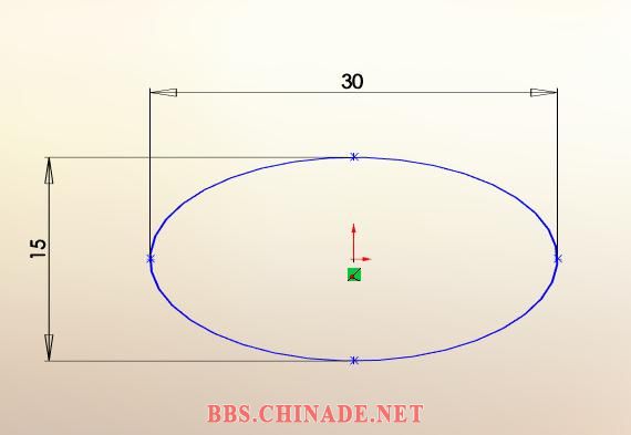 2.单击基准面1。画如图002所示的椭圆