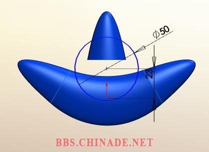 12.单击前视基准面，画Φ50，并标注尺寸，如图